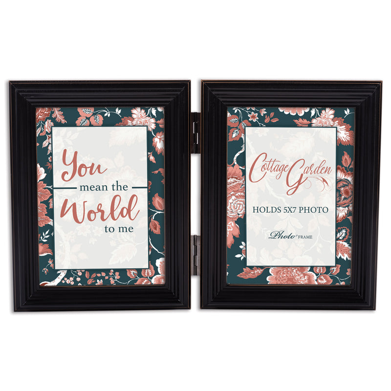 You Mean The World Black  Wood Double Tabletop Photo Frame- Holds two 5x7 Photos
