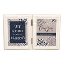 Better With Grandkids Ivory  Wood Double Tabletop Photo Frame- Holds two 5x7 Photos