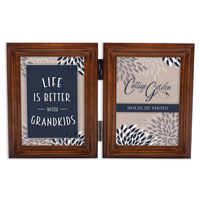 Better With Grandkids   Wood Double Tabletop Photo Frame- Holds two 5x7 Photos