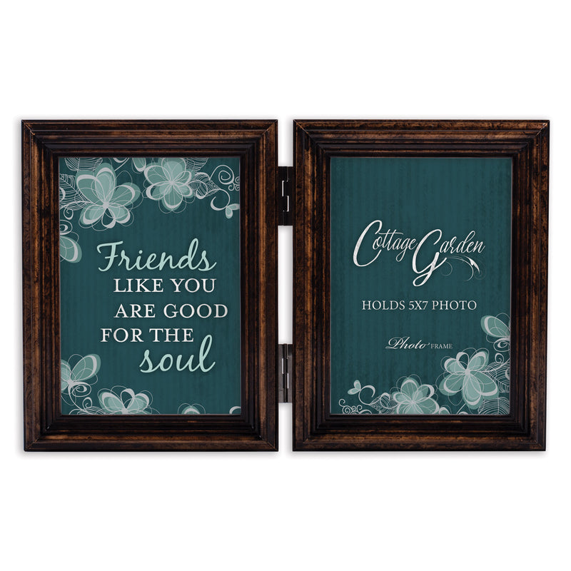 Good For The Soul Amber  Wood Double Tabletop Photo Frame- Holds two 5x7 Photos