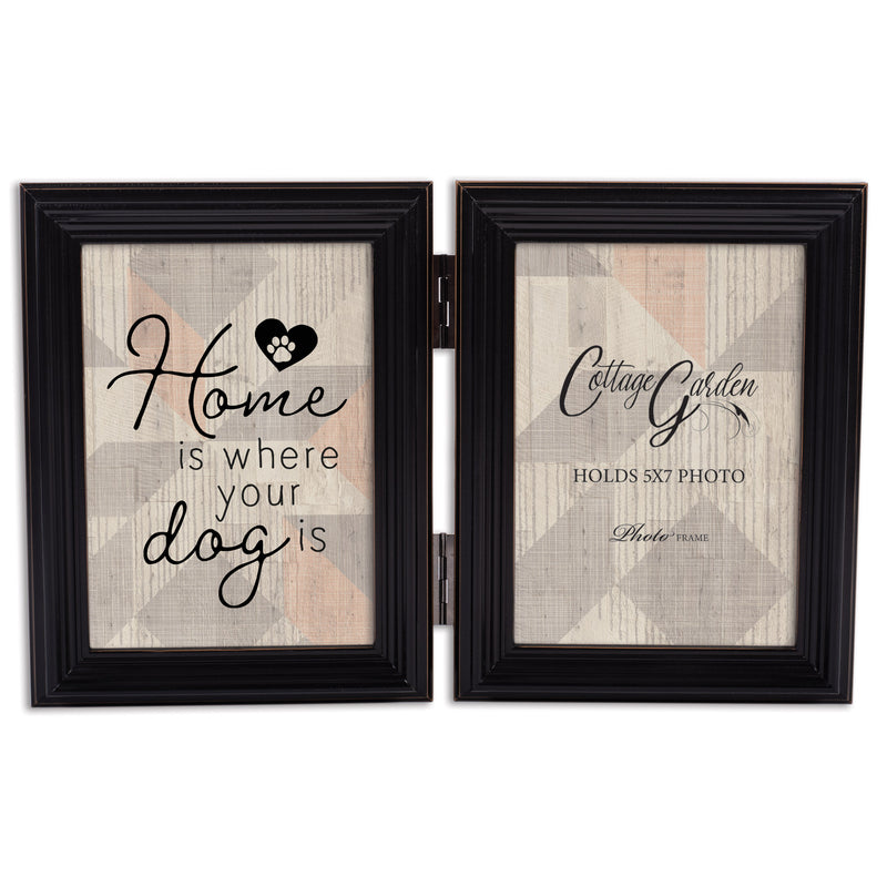 Where Your Dog Is Black   Wood Double Tabletop Photo Frame- Holds two 5x7 Photos