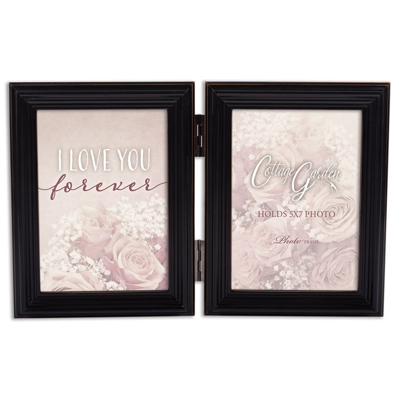 I Love You Black   Wood Hinged Double Tabletop Photo Frame- Holds two 5x7 Photos