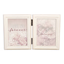 I Love You Ivory  Wood Hinged Double Tabletop Photo Frame- Holds two 5x7 Photos