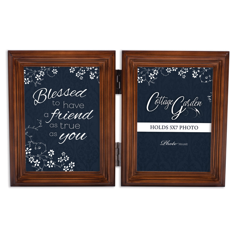 Blessed Friend   Wood Hinged Double Tabletop Photo Frame- Holds two 5x7 Photos