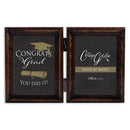 Congrats Grad Amber  Wood Hinged Double Tabletop Photo Frame- Holds two 5x7 Photos