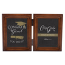 Congrats Grad   Wood Hinged Double Tabletop Photo Frame- Holds two 5x7 Photos