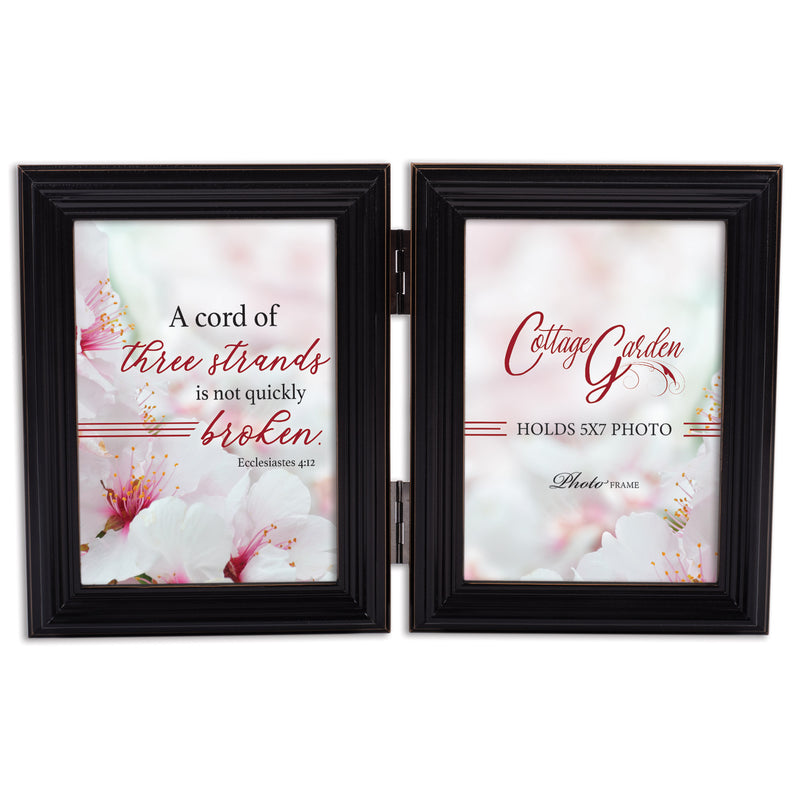 Cord Of Three Strands Black   Wood Double Tabletop Photo Frame- Holds two 5x7 Photos