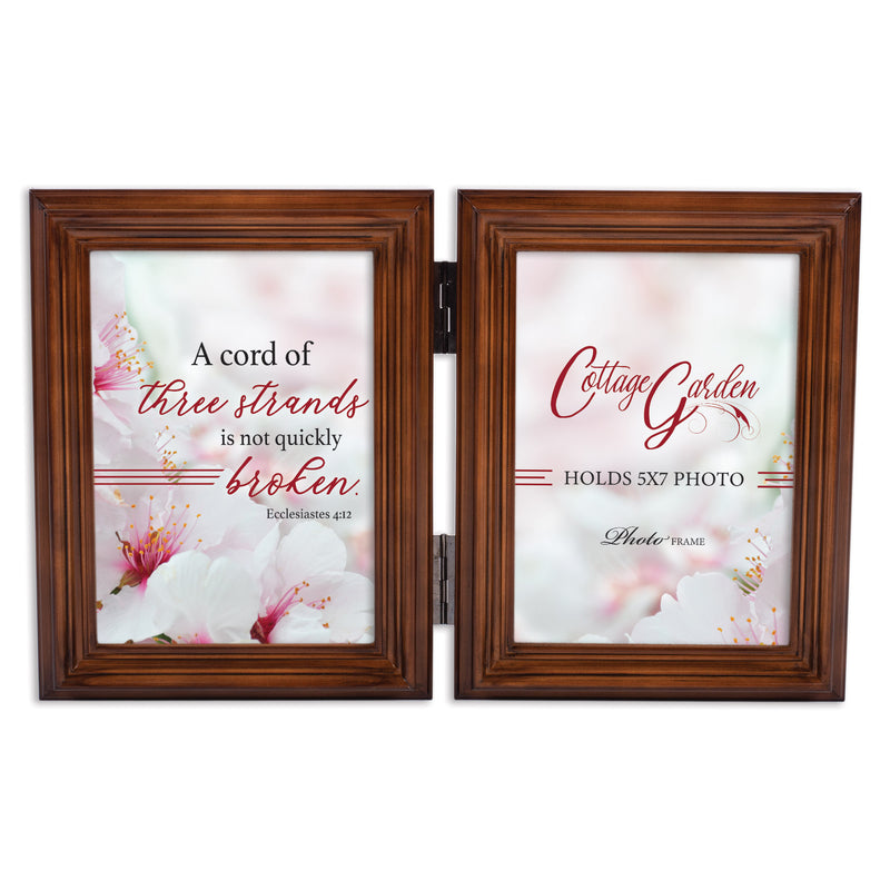 Cord Of Three Strands   Wood Double Tabletop Photo Frame- Holds two 5x7 Photos