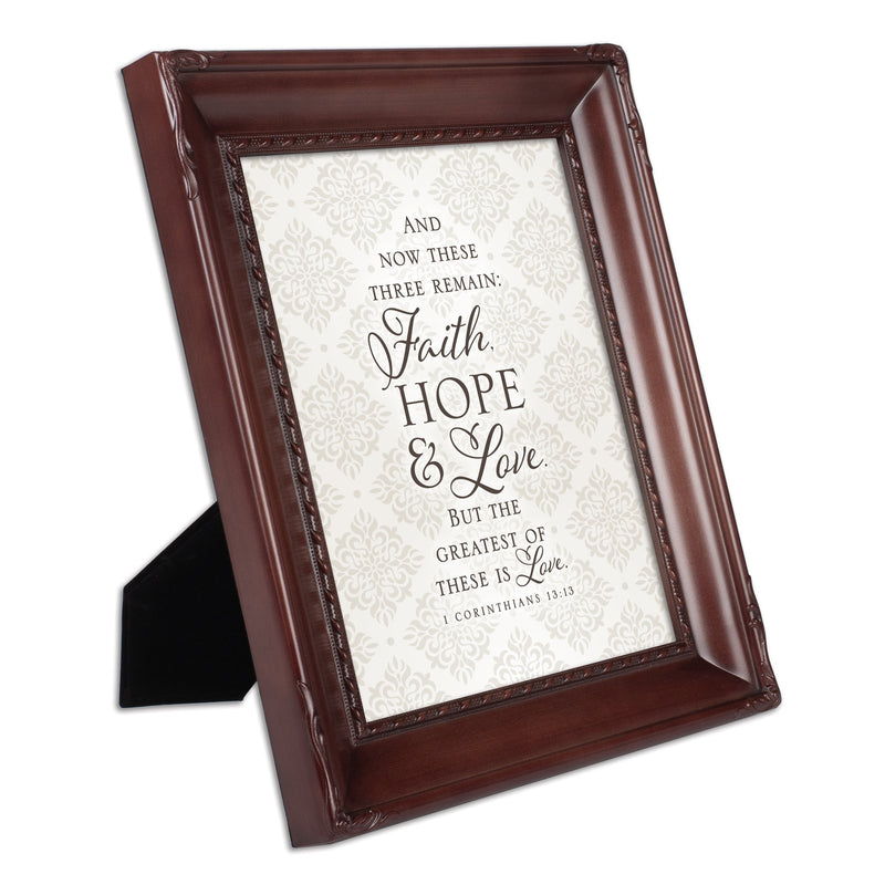 Faith Hope and Love Mahogany Rope 8 x 10 Photo Frame