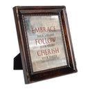 Embrace Follow Cherish Family Burlwood Rope 8 x 10 Photo Frame