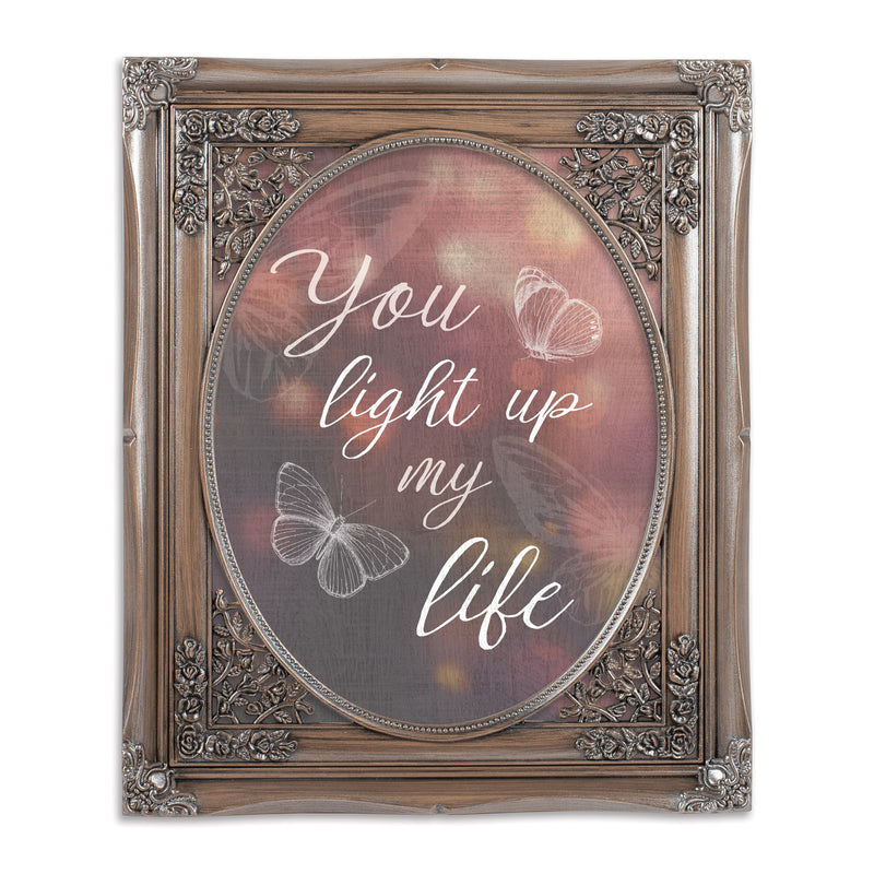 You Light Up My Life Silver Greybrush 8 x 10 Floral Cutout Wall And Tabletop Photo Frame