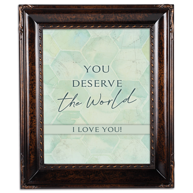 You Deserve The World Amber 8 x 10 Rope Trim Wall And Tabletop Photo Photo Frame