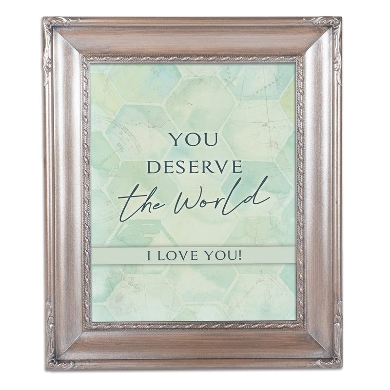 You Deserve The World Silver Greybrush 8 x 10 Rope Trim Wall And Tabletop Photo Photo Frame
