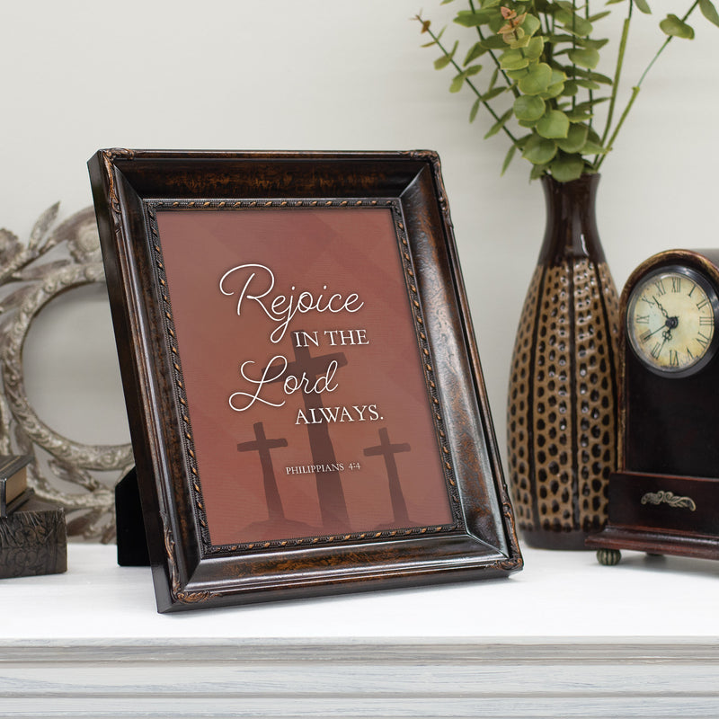 Rejoice In The Lord Amber 8 x 10 Rope Frame
