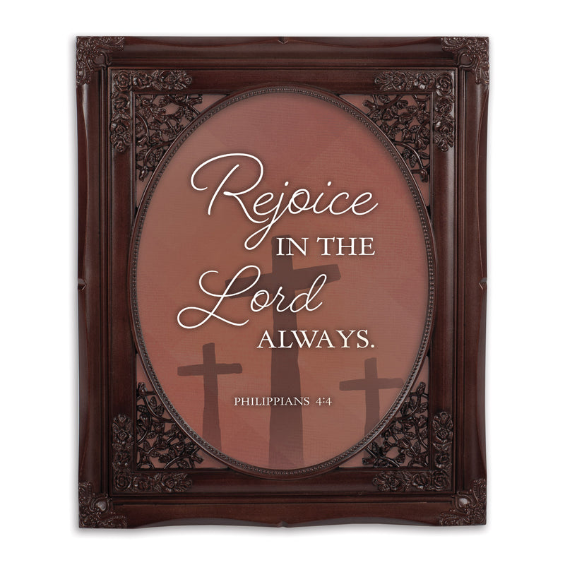 Rejoice In The Lord Mahogony 8 x 10 Floral Cutout Wall And Tabletop Photo Frame