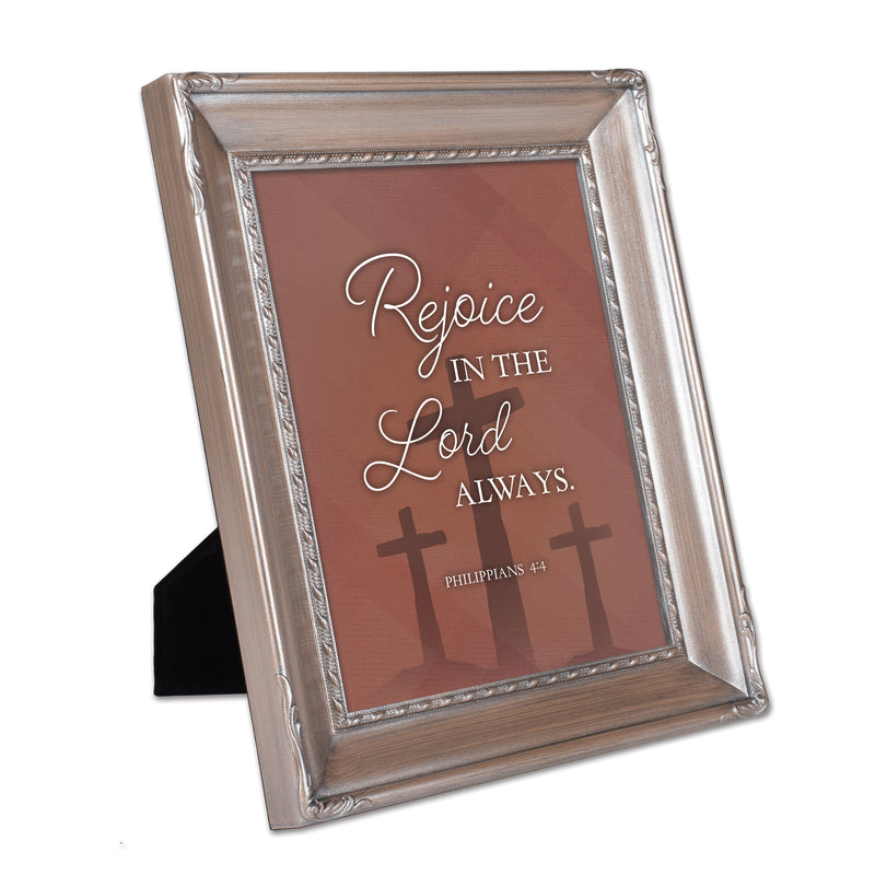 Rejoice In The Lord Silver 8 x 10 Rope Frame