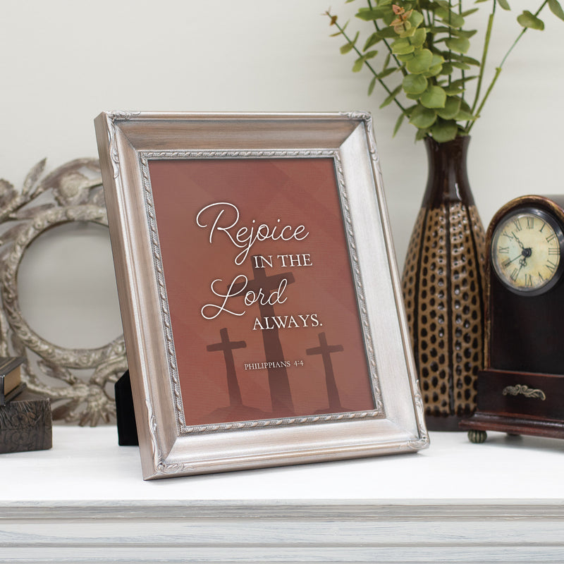 Rejoice In The Lord Silver 8 x 10 Rope Frame