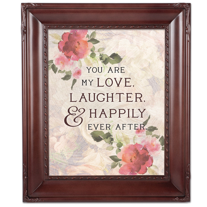 Love Laughter Happily Ever After Mahogony 8 x 10 Rope Trim Wall And Tabletop Photo Photo Frame