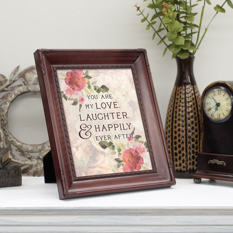 Love Laughter Happily Ever After Mahogony 8 x 10 Rope Frame