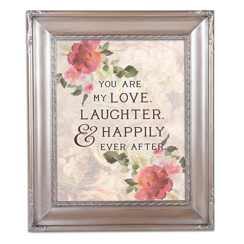 Love Laughter Happily Ever After Silver Greybrush 8 x 10 Rope Trim Wall And Tabletop Photo Photo Frame