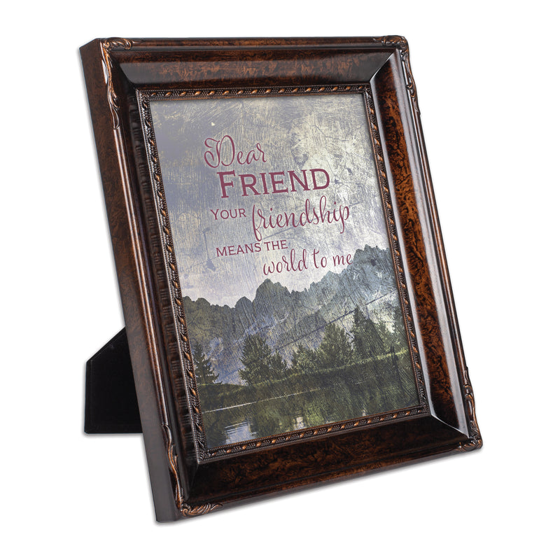 Dear Friend You Mean the World Burlwood Rope 8 x 10 Photo Frame