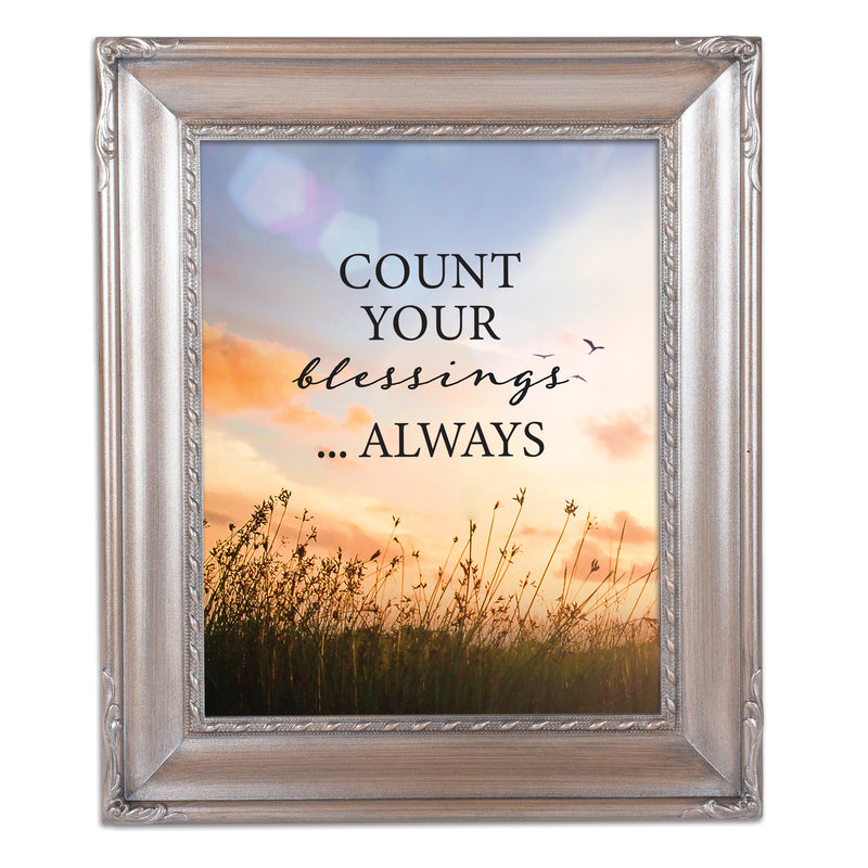 Always Count Your Blessings Silver Rope 8 x 10 Photo Frame