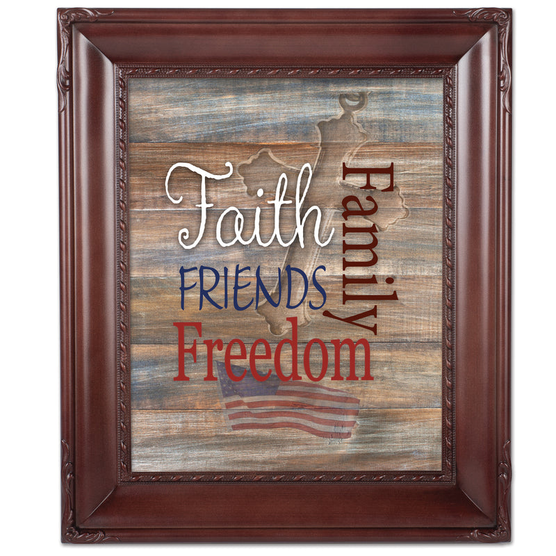 Faith Family Friends and Freedom Mahogany Rope 8 x 10 Photo Frame