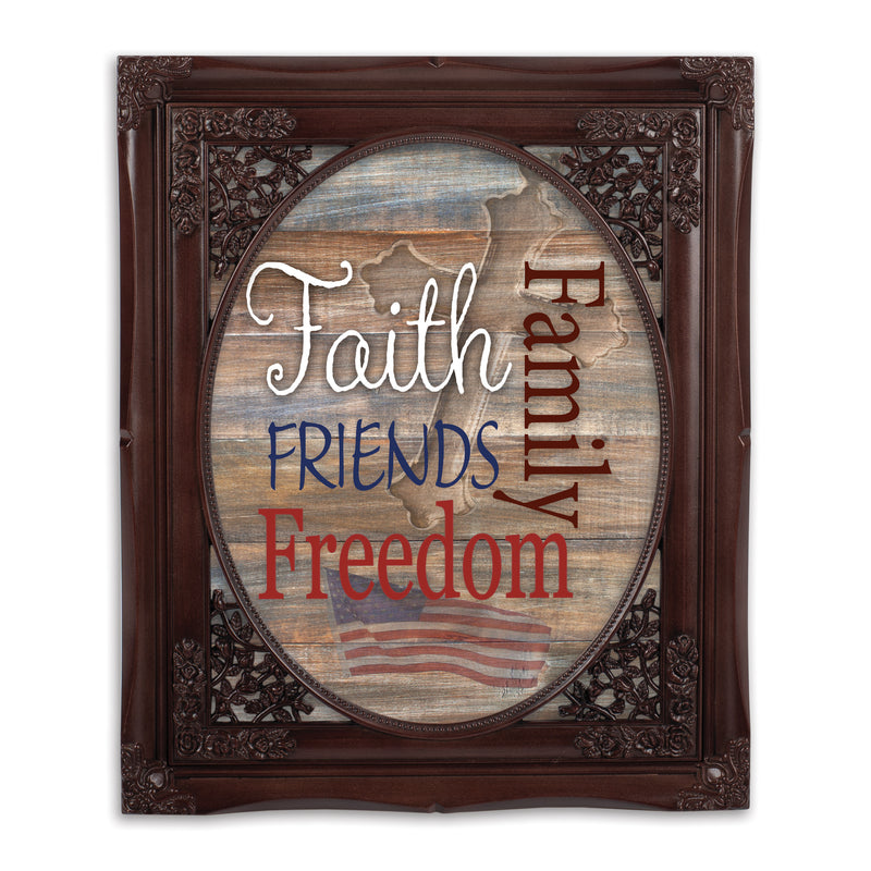 Faith Family Friends and Freedom Mahogany 8 x 10 Photo Frame