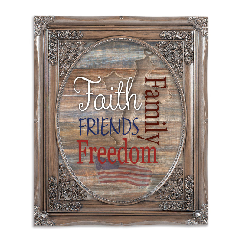 Faith Family Friends and Freedom Silver 8 x 10 Photo Frame