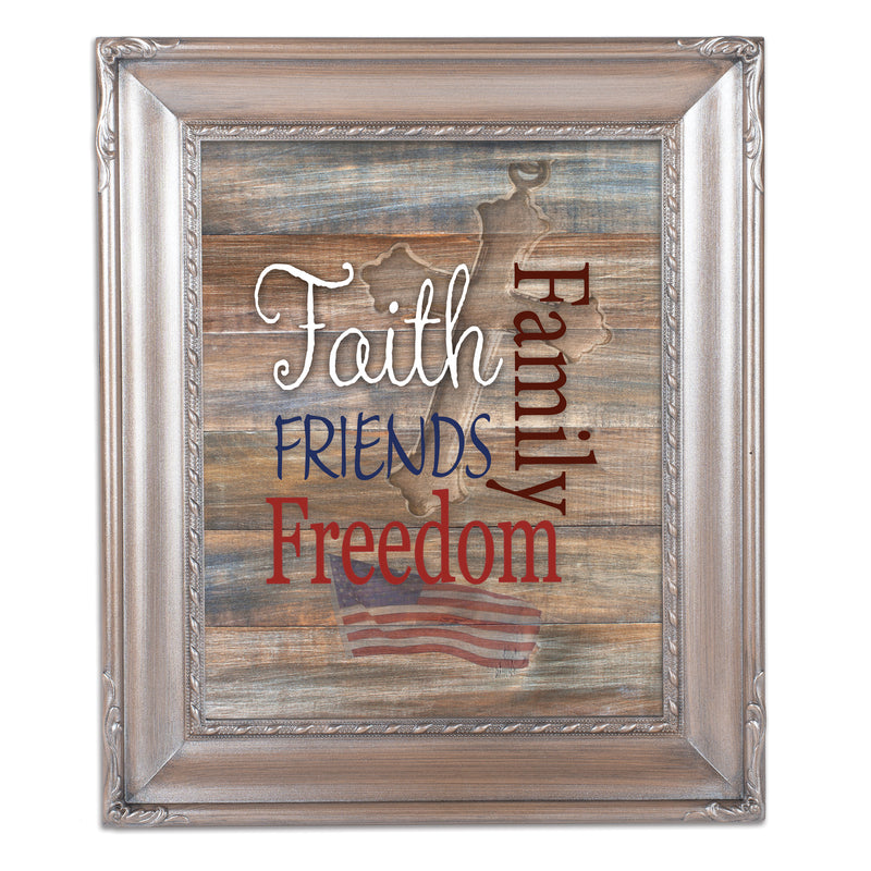 Faith Family Friends and Freedom Silver Rope 8 x 10 Photo Frame