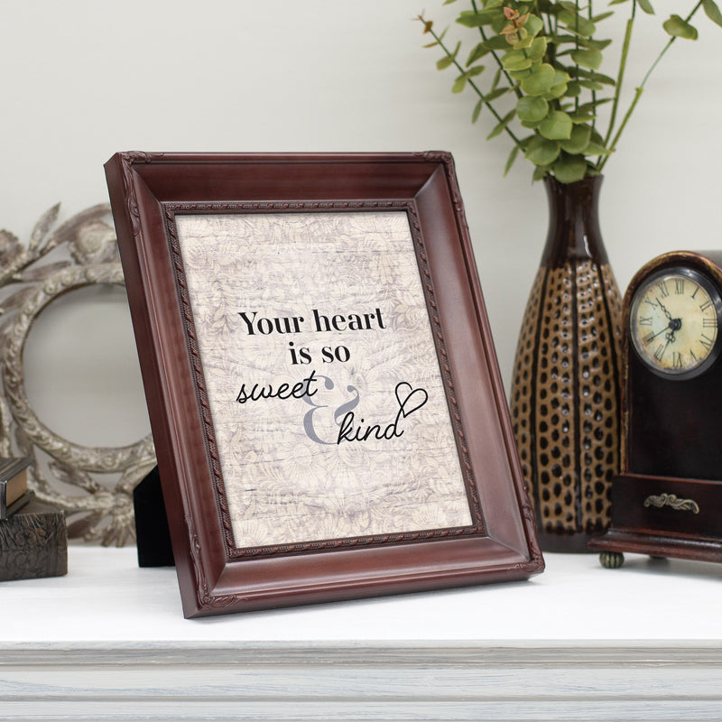 Heart Is So Sweet And Kind Mahogony 8 x 10 Rope Frame