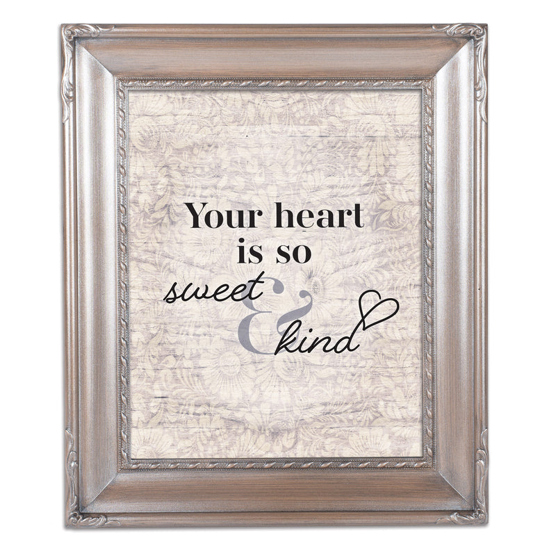 Heart Is So Sweet And Kind Silver Greybrush 8 x 10 Rope Trim Wall And Tabletop Photo Photo Frame