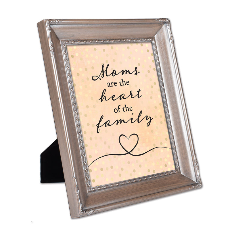 Moms Are The Heart Of The Family Silver 8 x 10 Rope Frame