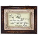 My Wish for You Dark Wood Finish Jewelry Music Box Plays Tune Amazing Grace