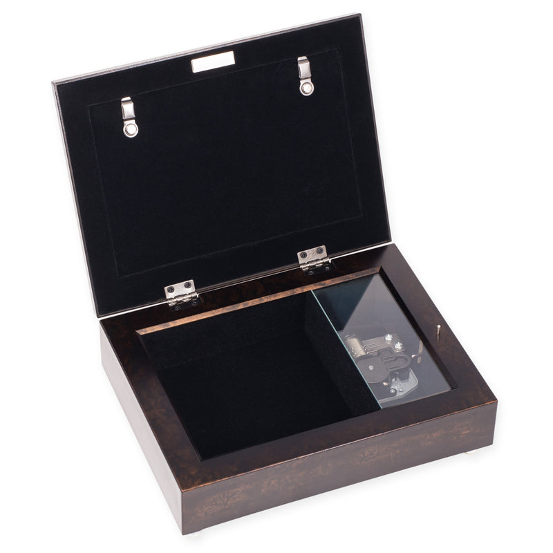My Wish for You Dark Wood Finish Jewelry Music Box Plays Tune Amazing Grace