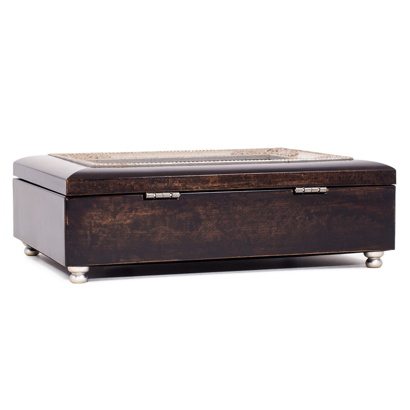 My Wish for You Dark Wood Finish Jewelry Music Box Plays Tune Amazing Grace