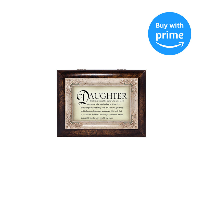 The Perfect Daughter Burlwood Jewelry Music Box Plays Amazing Grace