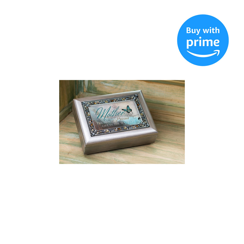 Cottage Garden Mother Precious Gift Brushed Pewter Earthtone Jeweled Music Box Plays You Light Up My Life