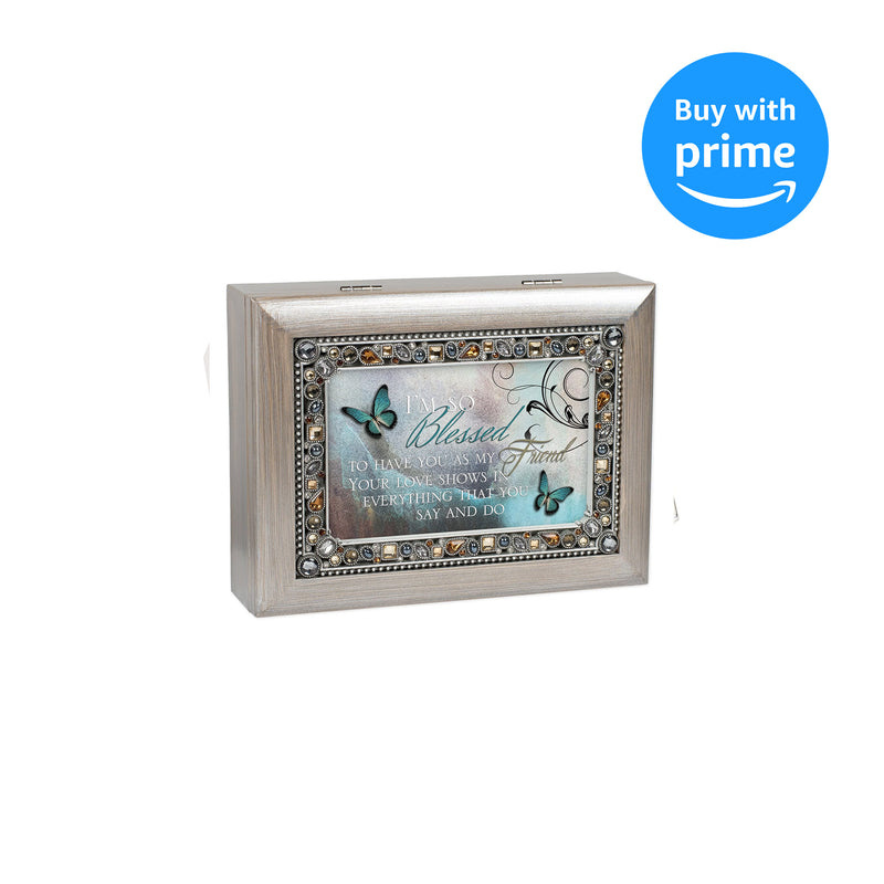Cottage Garden Never Know How Much You Mean to Me Brushed Pewter Jewelry Music Box Plays Wonderful World