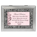 Sweet Sixteen Silver Jeweled Music Box Plays You Light Up My Life