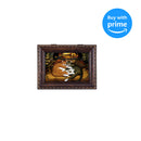 Cottage Garden Cats Sleeping On a Hearth Fireplace Burlwood Rope Trim Jewelry Music Box Plays Canon in D