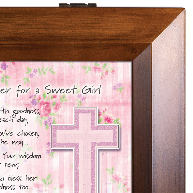 Baptismal Prayer Girl Wood Finish Music Box Plays You Are My Sunshine