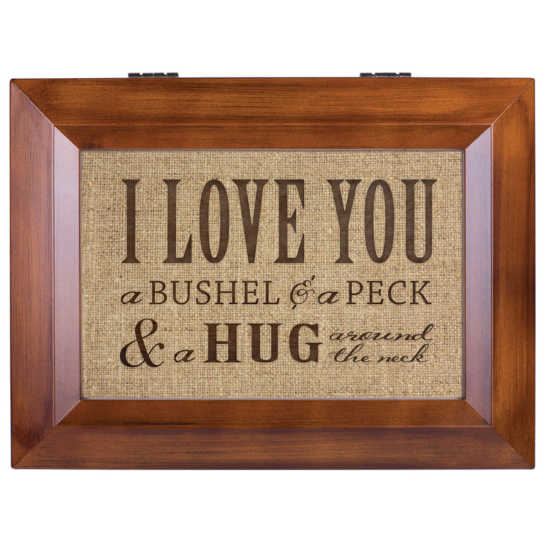 Love You Bushel Peck Wood Finish Music Box Plays You Are My Sunshine