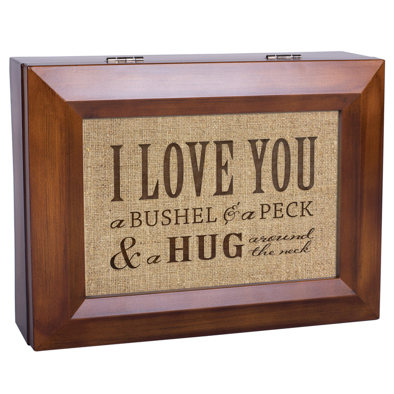 Love You Bushel Peck Wood Finish Music Box Plays You Are My Sunshine