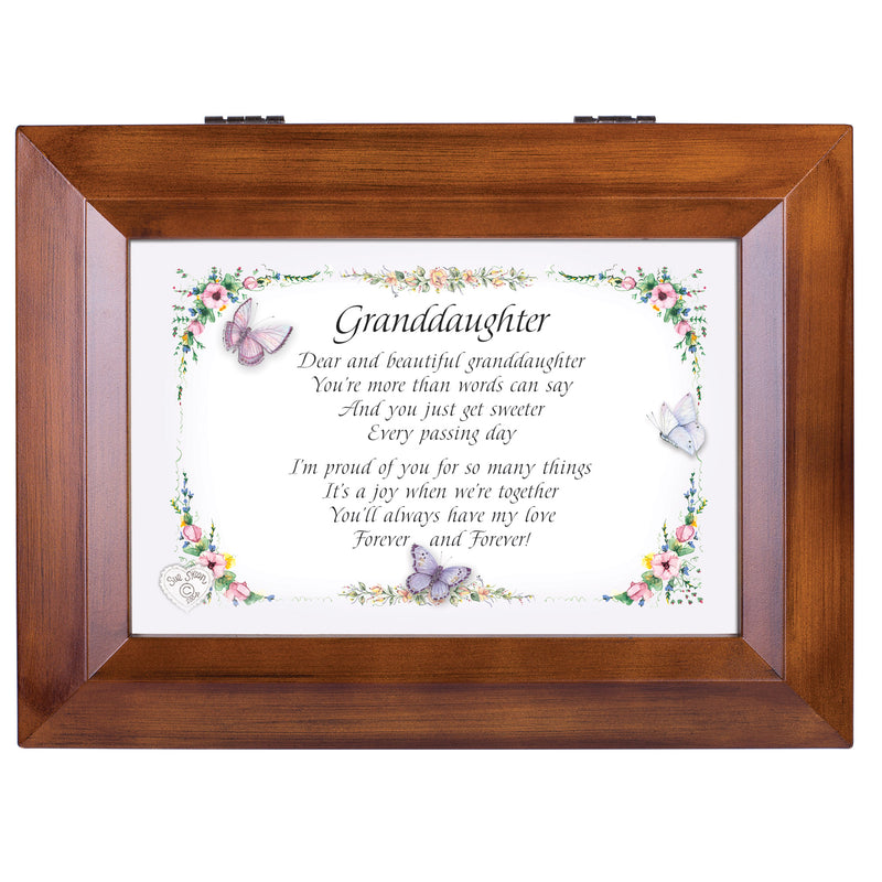 Granddaughter Forever Wood Finish Music Box Plays You Are My Sunshine