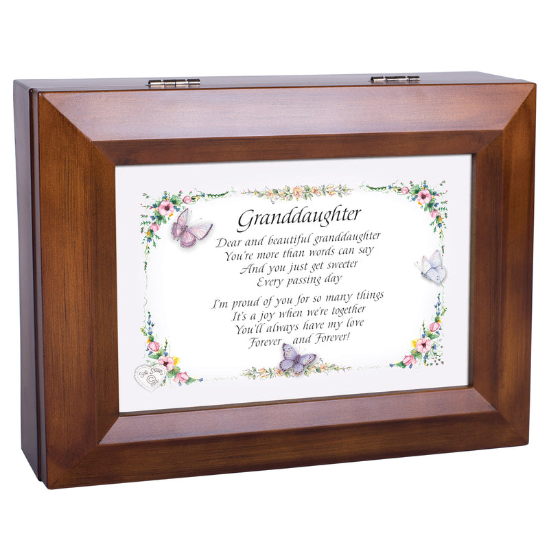 Granddaughter Forever Wood Finish Music Box Plays You Are My Sunshine