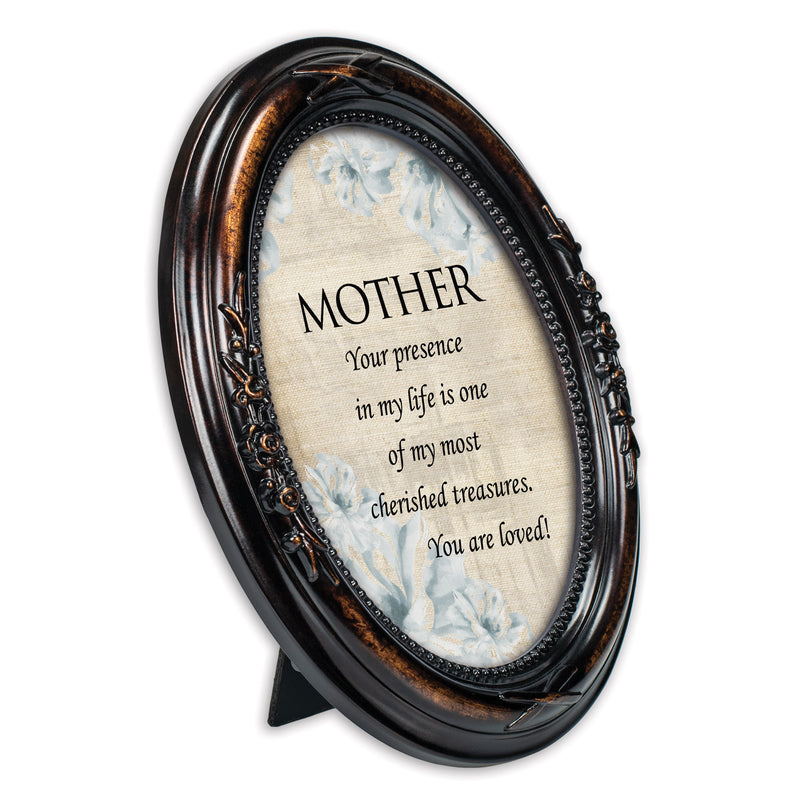 Mother You Are Loved Burlwood Floral 5 x 7 Oval Photo Frame