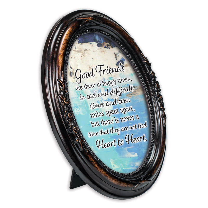 Good Friends Heart To Heart Burlwood Floral 5 x 7 Oval Photo Frame
