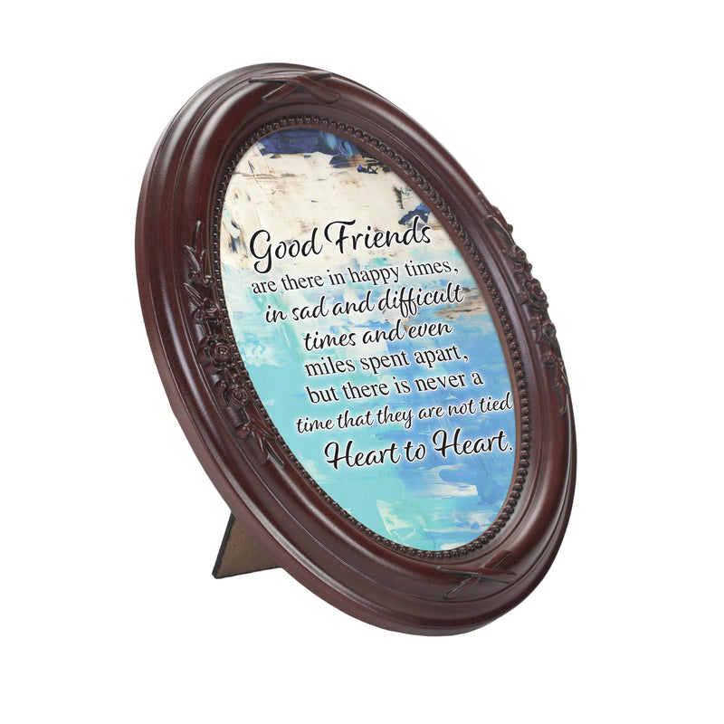 Good Friends Heart To Heart Mahogany Floral 5 x 7 Oval Photo Frame