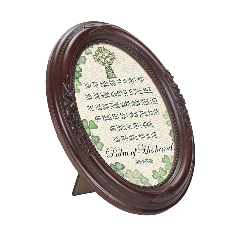Palm Of His Hand Irish Blessing Mahogany Floral 5 x 7 Oval Photo Frame